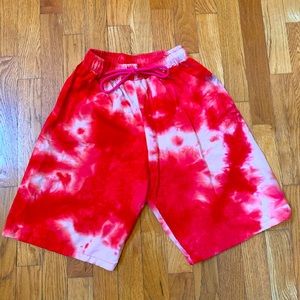 Womens Tie Dye Shorts Elastic Drawstring Waist 24 to 26 “ , Inseam 9”, Rise 12”